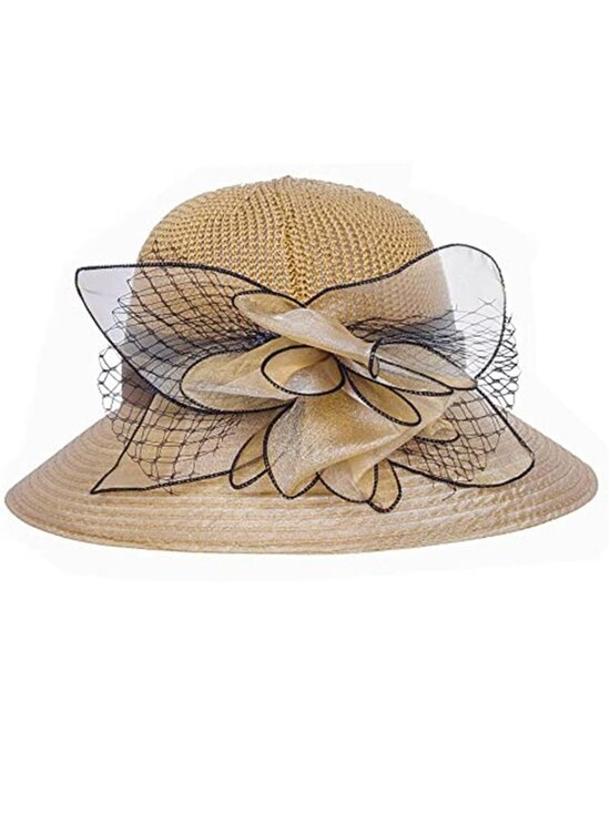 Women\'s Organza-Brim Crochet Sun Hat French Bowler Fascinator Hat main image 5